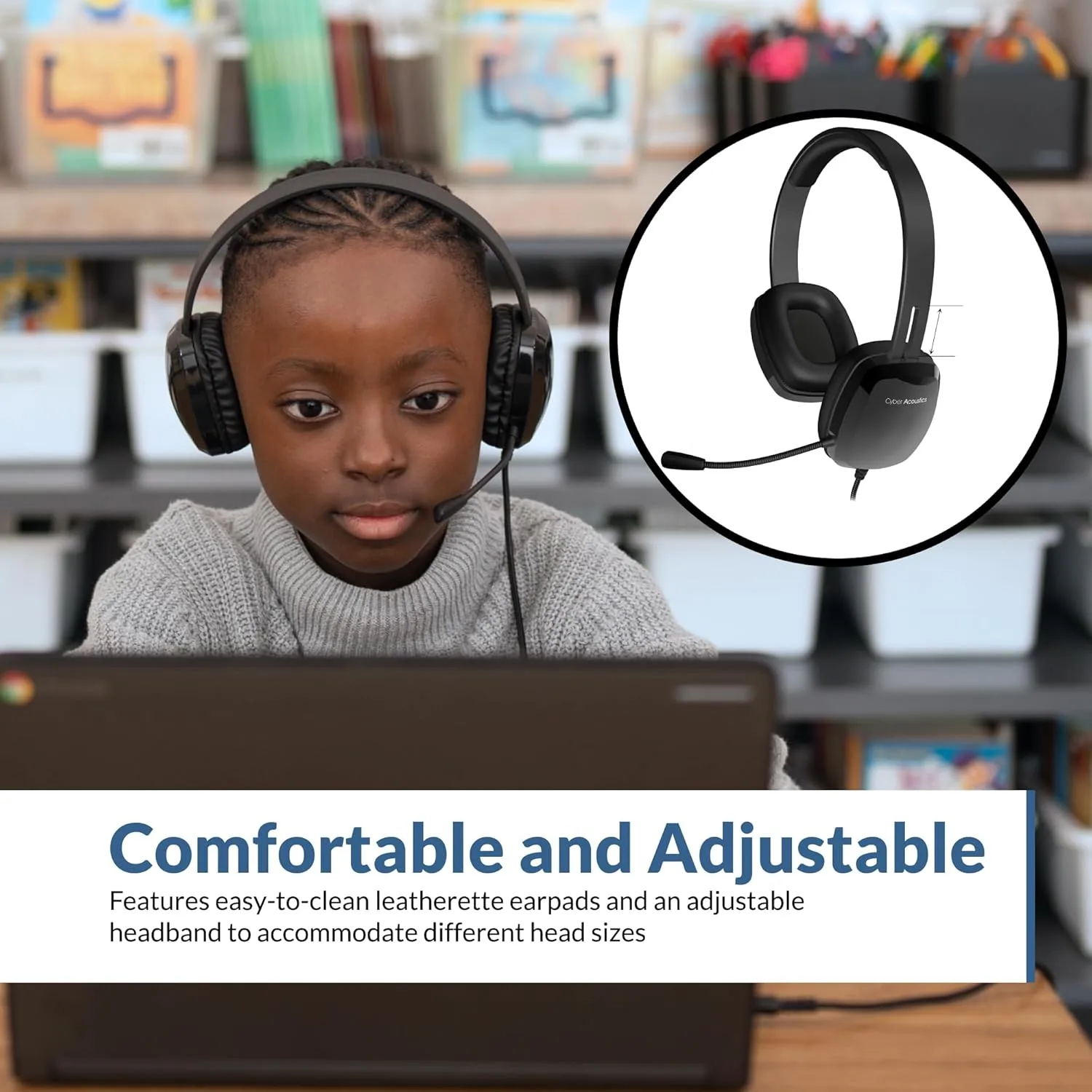 Cyber Acoustics Stereo USB Headset (AC-6012), Unidirectional Microphone with Flexible Boom for PC & Mac