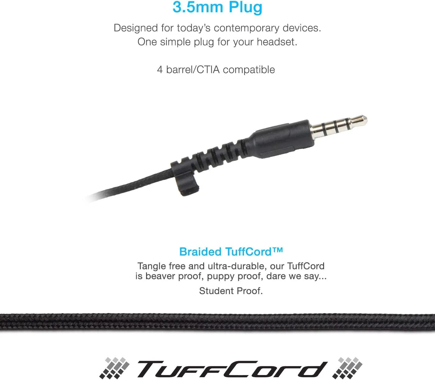 Cyber Acoustics Lightweight 3.5mm Headphones - Great for use with Cell Phones, Tablets, Laptops, PCs, Macs (ACM-4004) 1 Unit