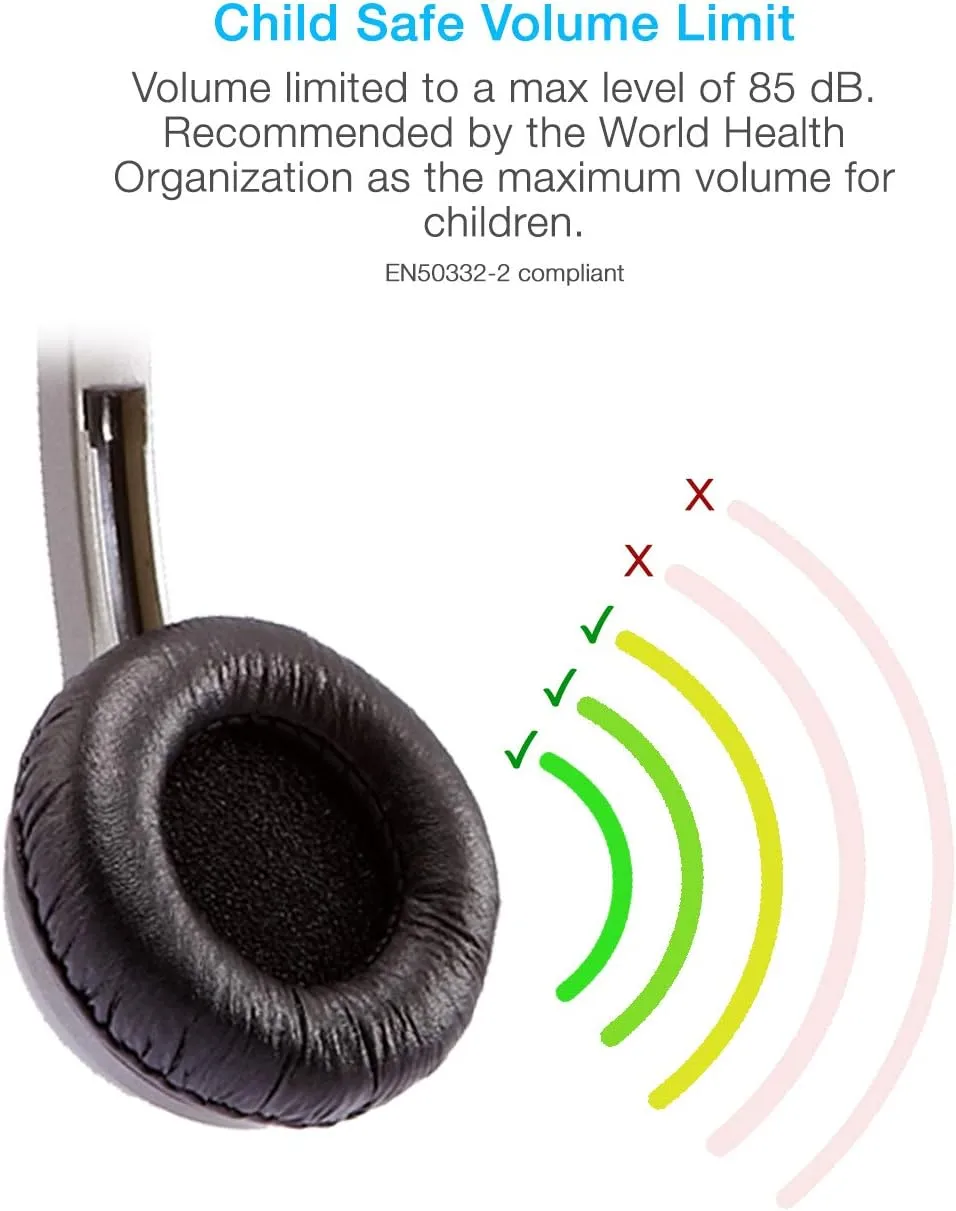 Cyber Acoustics Lightweight 3.5mm Stereo Headphones for Kids (ACM-7000) - Great for use with Tablets, Chromebooks, Laptops
