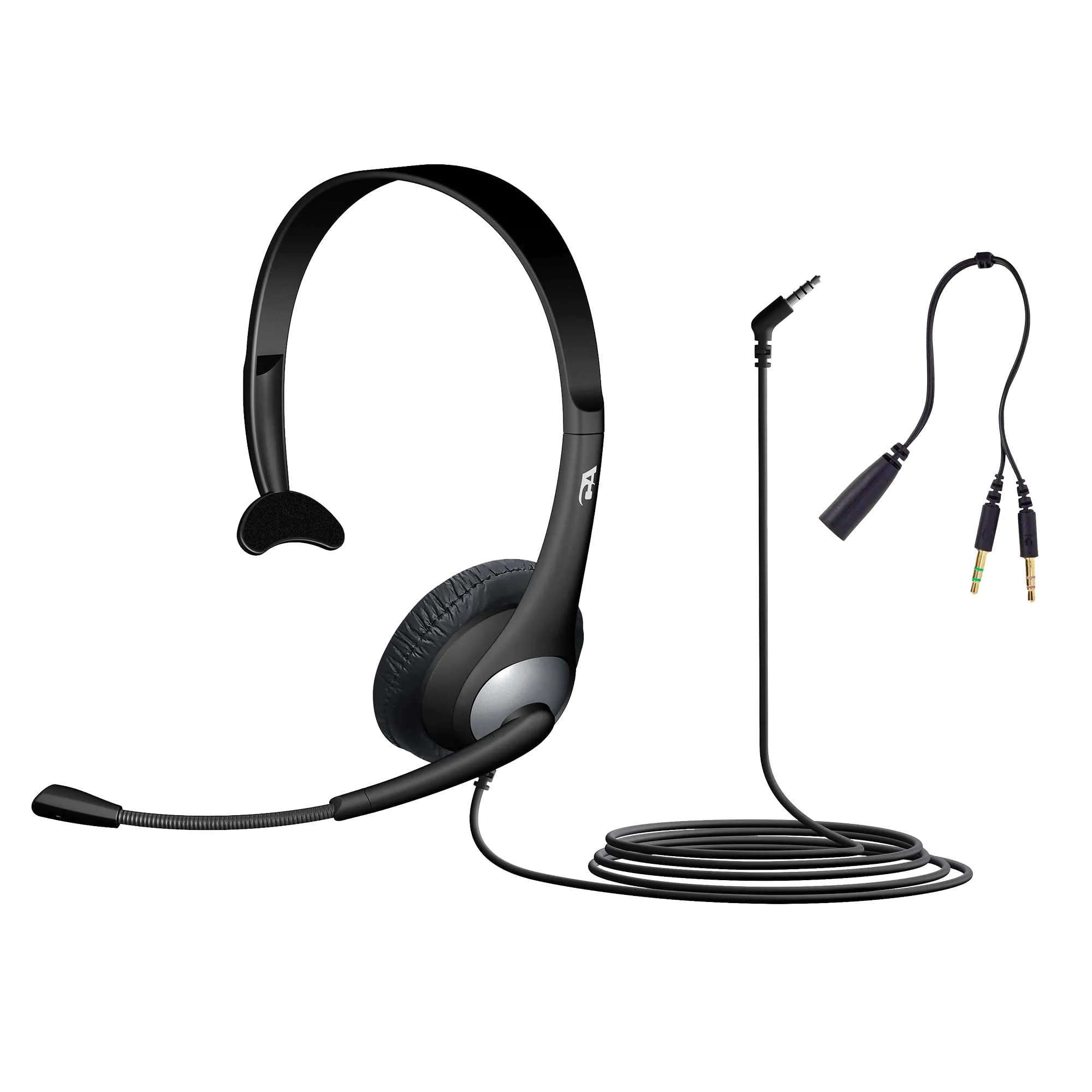 CYBER ACOUSTICS Headset with Noise-Cancelling Boom Mic and 3.5mm Plug