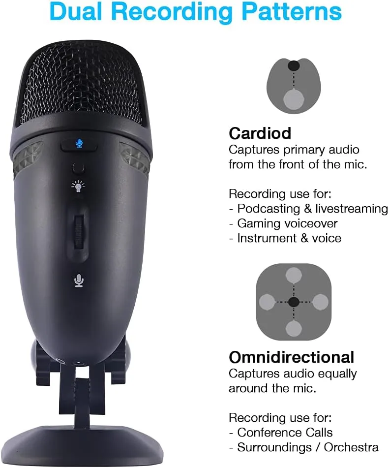 Cyber Acoustics Premium USB Microphone with Dual Recording Patterns (CVL-2009)