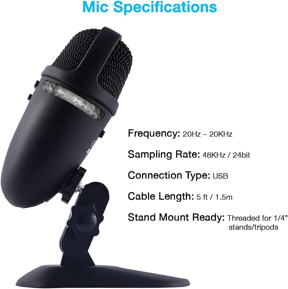 Cyber Acoustics Premium USB Microphone with Dual Recording Patterns (CVL-2009)