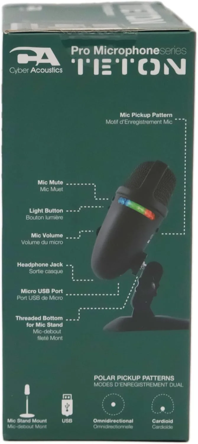 Cyber Acoustics Premium USB Microphone with Dual Recording Patterns (CVL-2009)