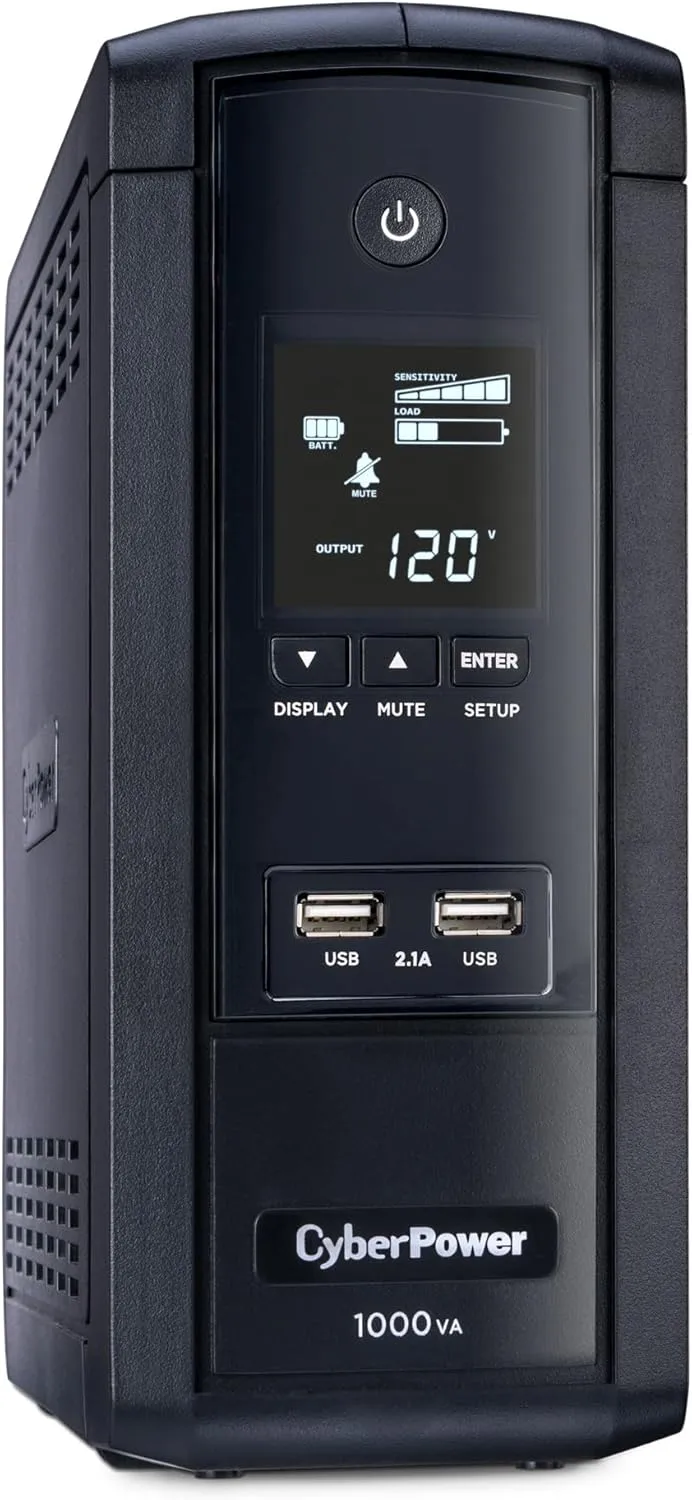 CYBERPOWER Intelligent LCD UPS Battery Backup and Surge Protector, Line-Interactive Mini-Tower with AVR