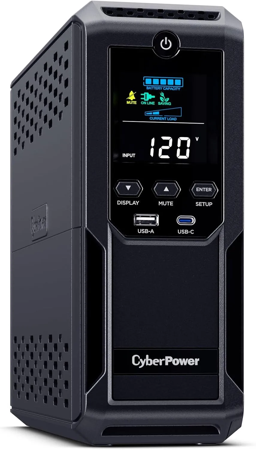 CYBERPOWER Intelligent LCD UPS Battery Backup and Surge Protector, Line-Interactive Mini-Tower with AVR