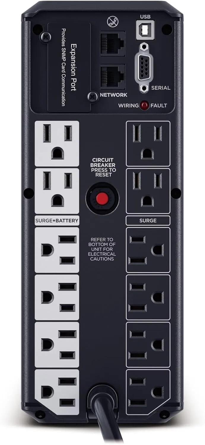 CYBERPOWER Intelligent LCD UPS Battery Backup and Surge Protector, Line-Interactive Mini-Tower with AVR
