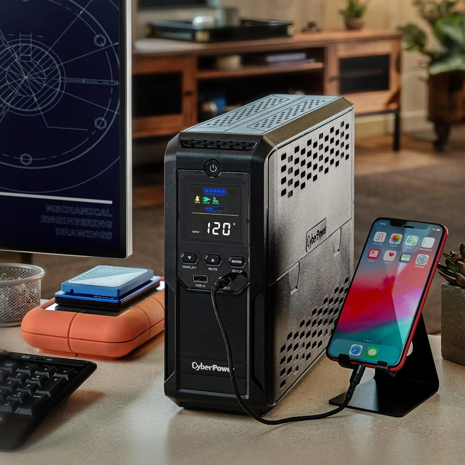 CYBERPOWER Intelligent LCD UPS Battery Backup and Surge Protector, Line-Interactive Mini-Tower with AVR