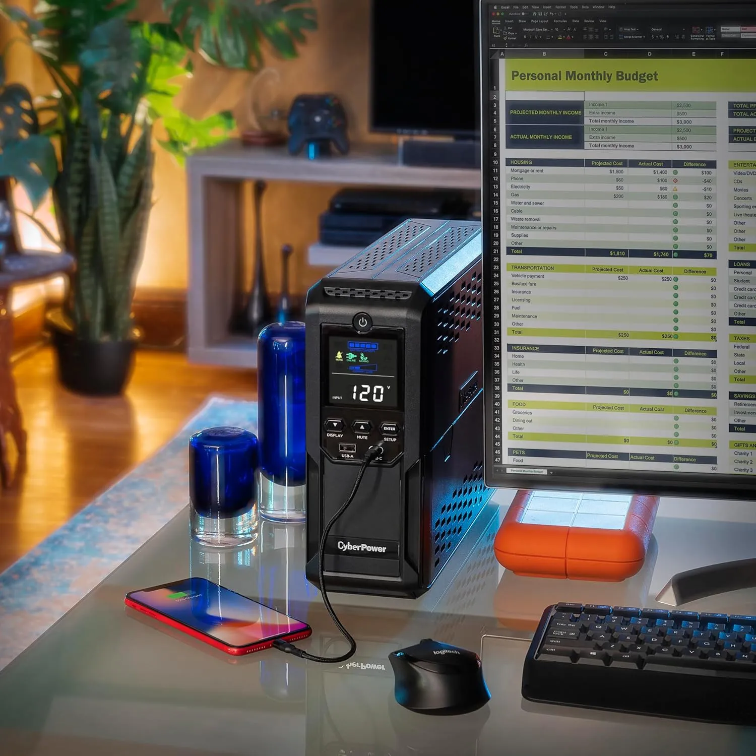CYBERPOWER Intelligent LCD UPS Battery Backup and Surge Protector, Line-Interactive Mini-Tower with AVR