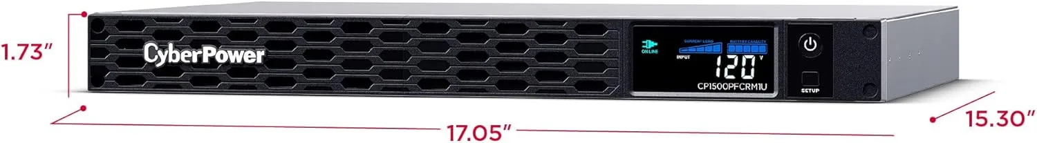CyberPower PFC Sinewave 1U Rackmount UPS, 6 Outlets, AVR, Multifunction LCD
