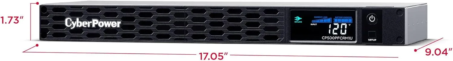 CyberPower PFC Sinewave 1U Rackmount UPS, 6 Outlets, AVR, Multifunction LCD