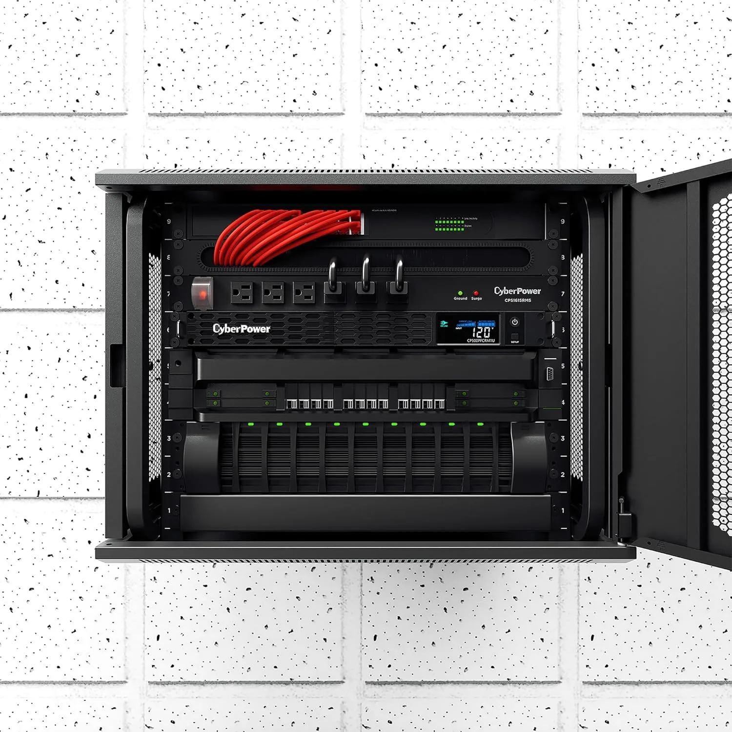 CyberPower PFC Sinewave 1U Rackmount UPS, 6 Outlets, AVR, Multifunction LCD