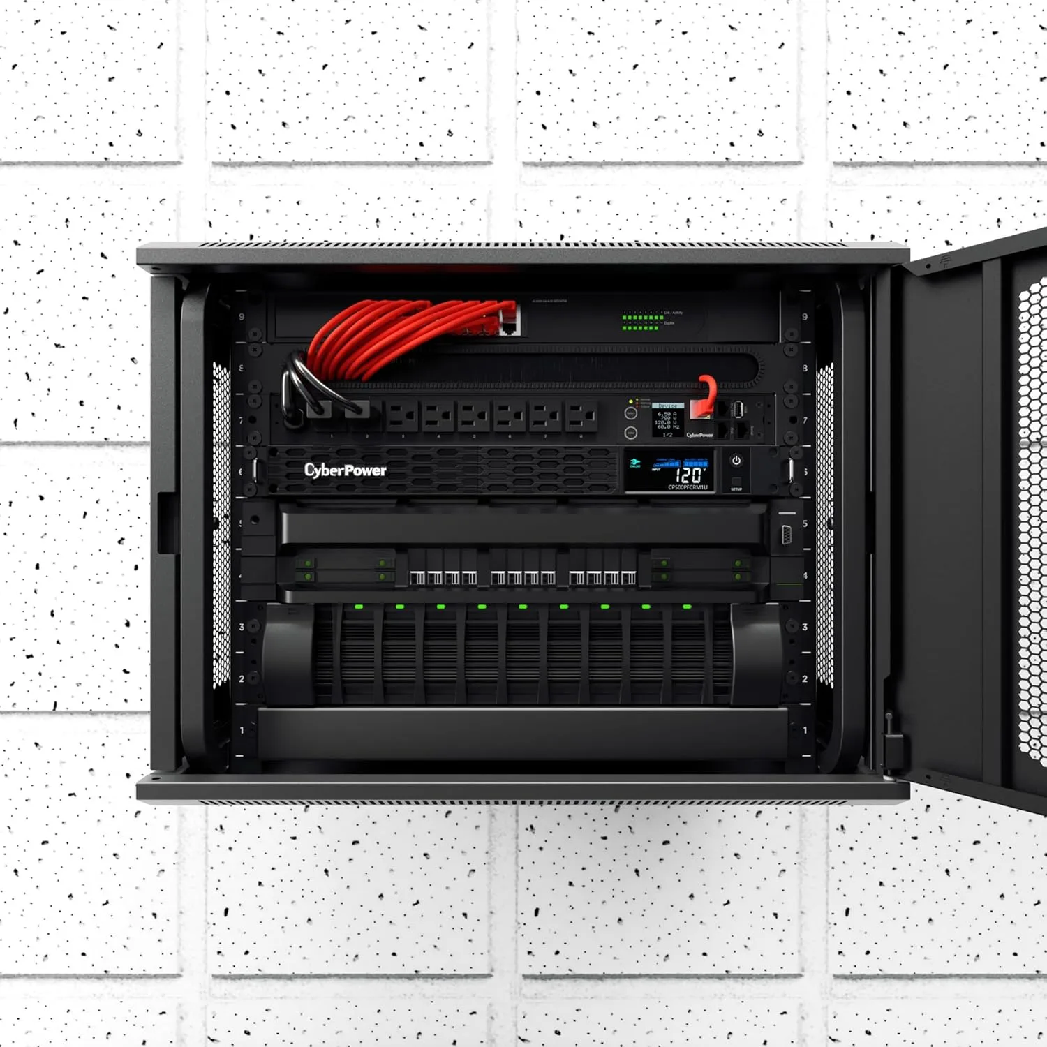 CyberPower PFC Sinewave 1U Rackmount UPS, 6 Outlets, AVR, Multifunction LCD