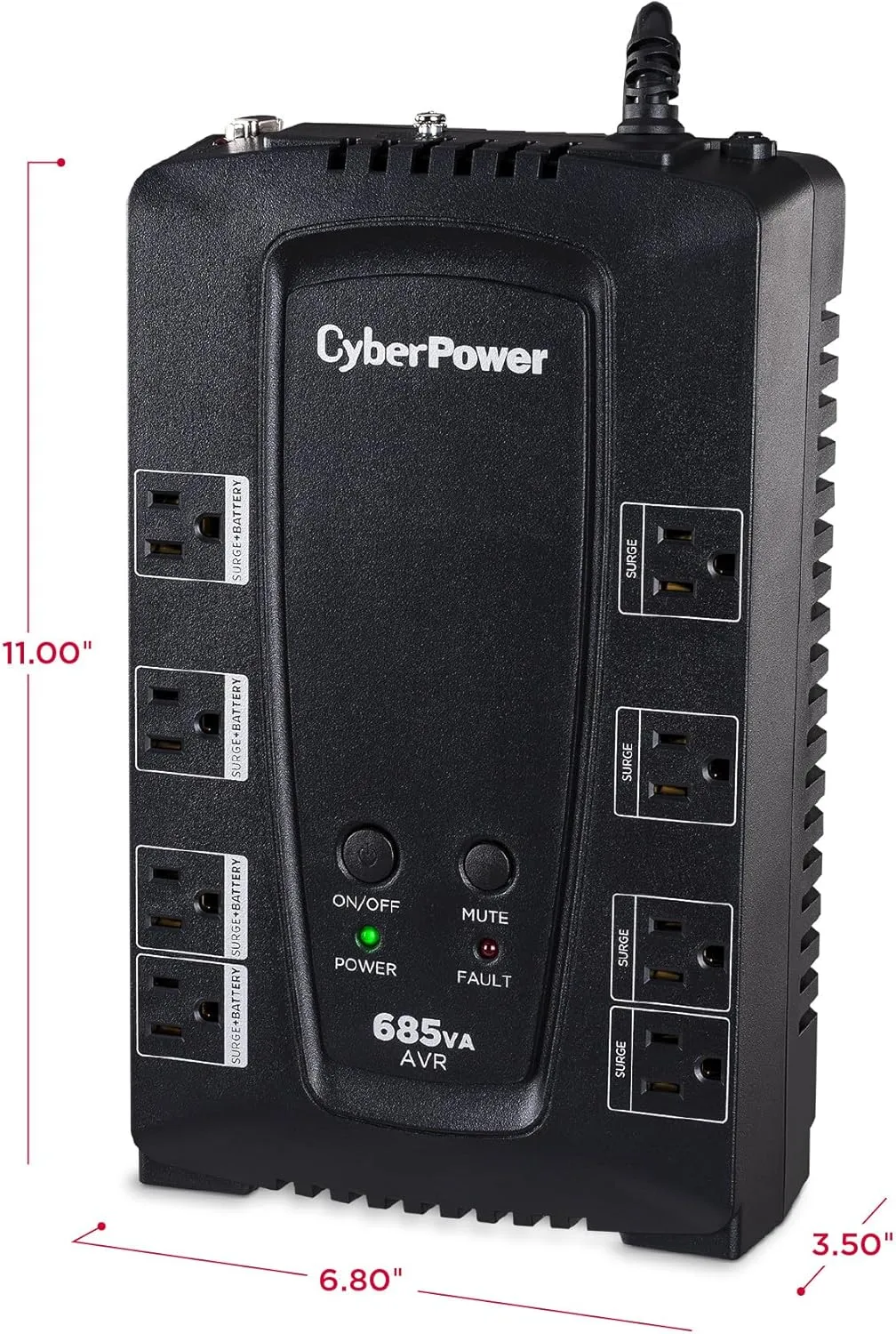 CyberPower CP685AVRG AVR UPS Battery Backup and Surge Protector, 685VA/390W, 8 Outlets, Compact