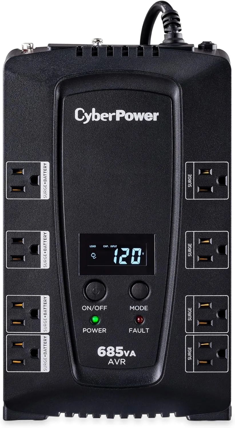 CYBERPOWER Intelligent LCD UPS Battery Backup and Surge Protector, Line-Interactive, AVR, 8 Outlets