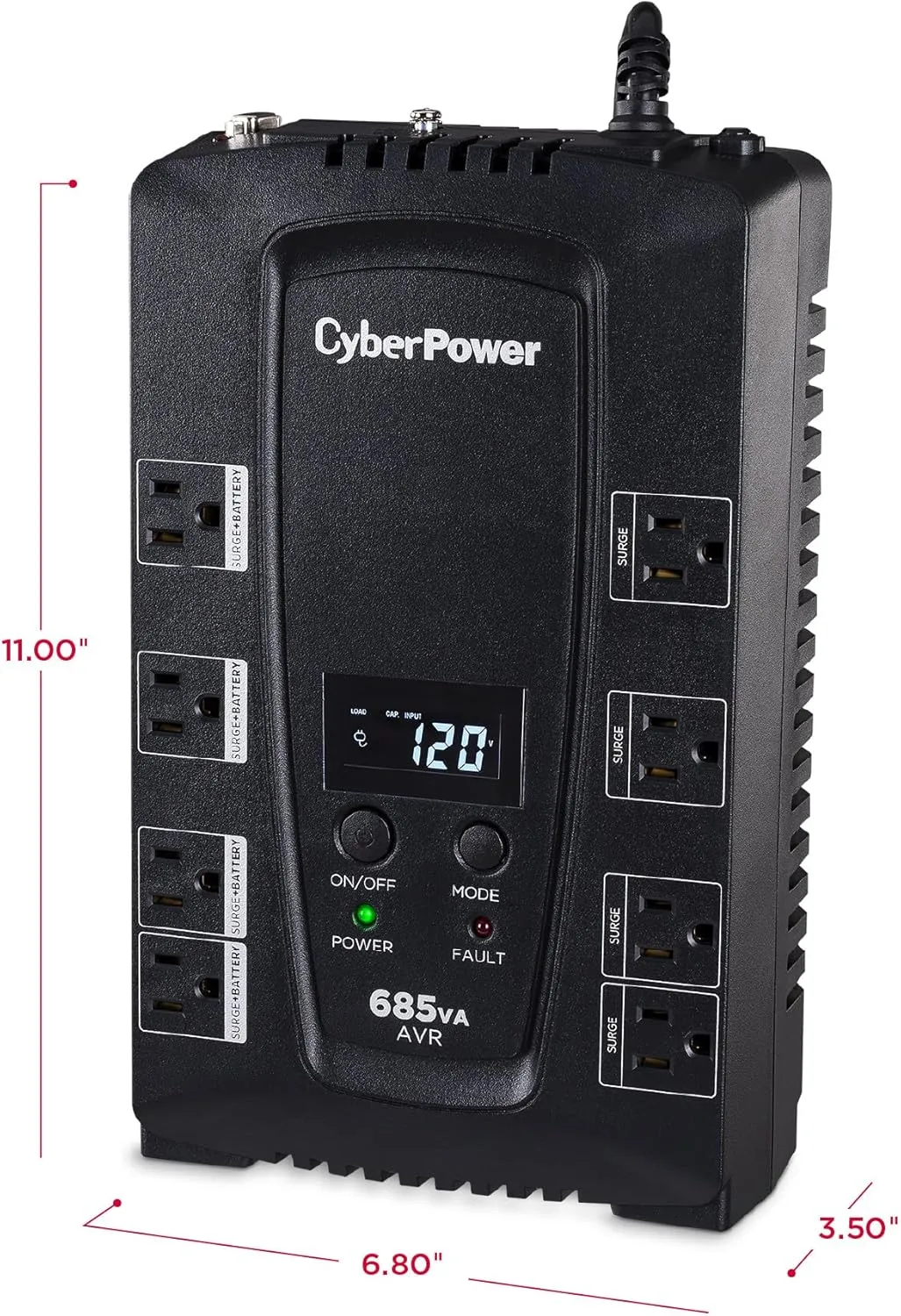 CYBERPOWER Intelligent LCD UPS Battery Backup and Surge Protector, Line-Interactive, AVR, 8 Outlets