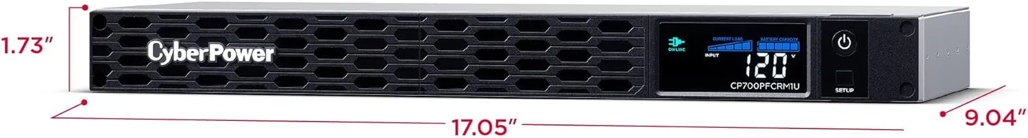 CyberPower PFC Sinewave 1U Rackmount UPS, 6 Outlets, AVR, Multifunction LCD