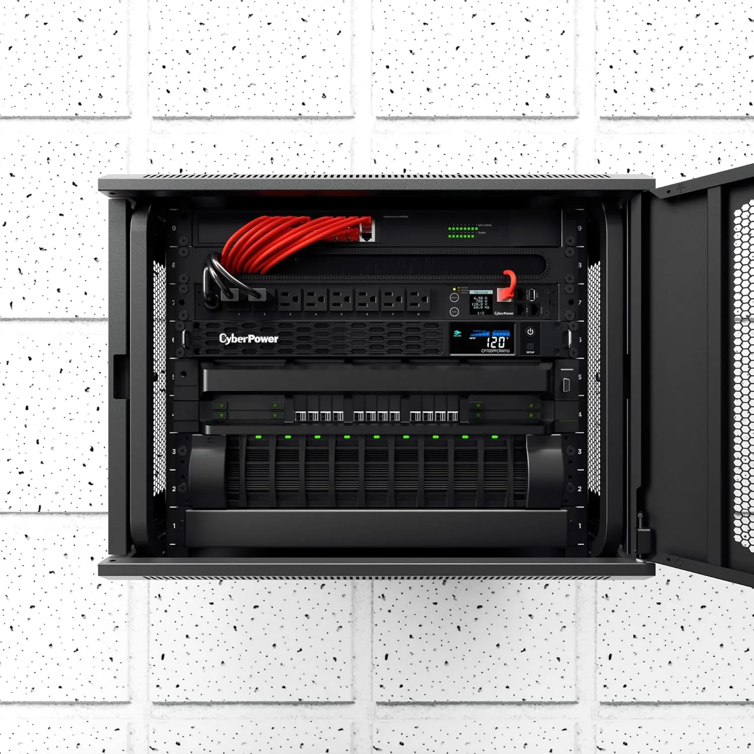 CyberPower PFC Sinewave 1U Rackmount UPS, 6 Outlets, AVR, Multifunction LCD