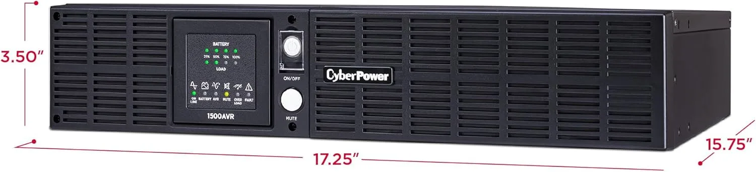 CyberPower CPS1500AVR Intelligent LCD UPS Battery Backup and Surge Protector, 1500VA/900W, 8 Outlets, AVR, 2U Rack/Tower, UL Certified UPS System