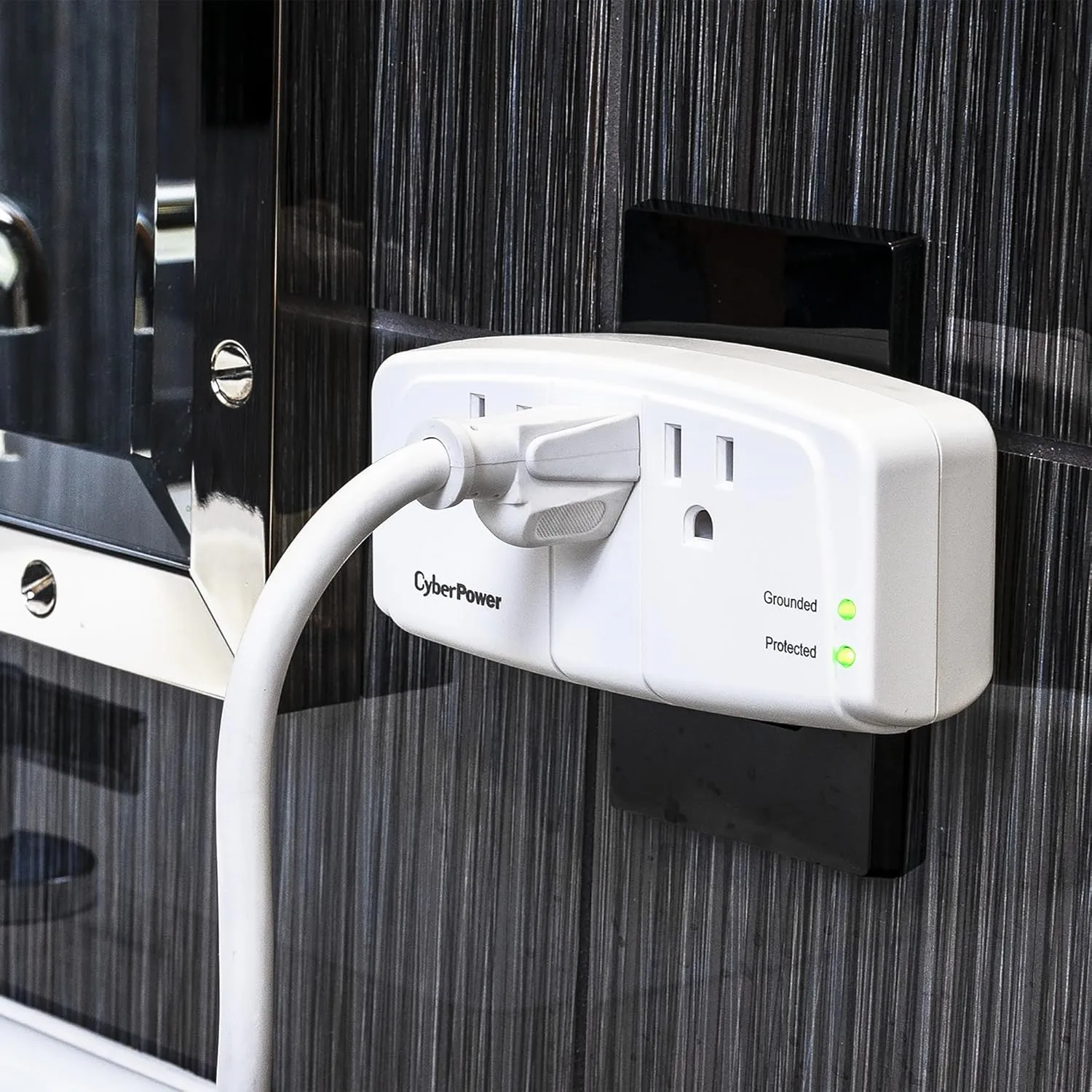 CyberPower CSB300W Essential 3 - Outlet Surge with 900 J - Clamping Voltage 800V, NEMA 5-15P, Wall Tap, EMI/RFI Filtration