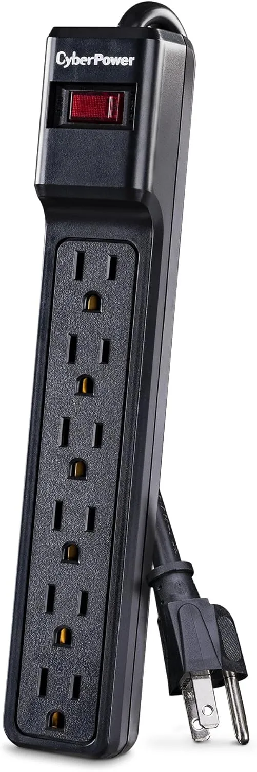 CyberPower CSB606 Essential Surge Protector, 900J, 6 Outlets, 6ft, Black