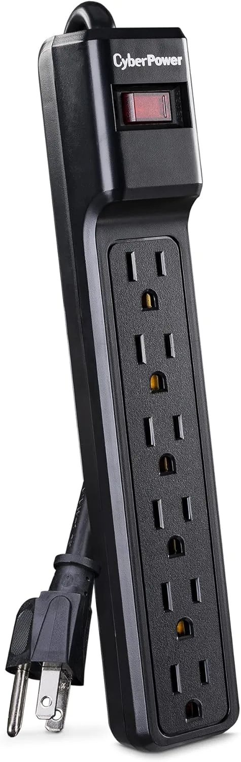 CyberPower CSB606 Essential Surge Protector, 900J, 6 Outlets, 6ft, Black