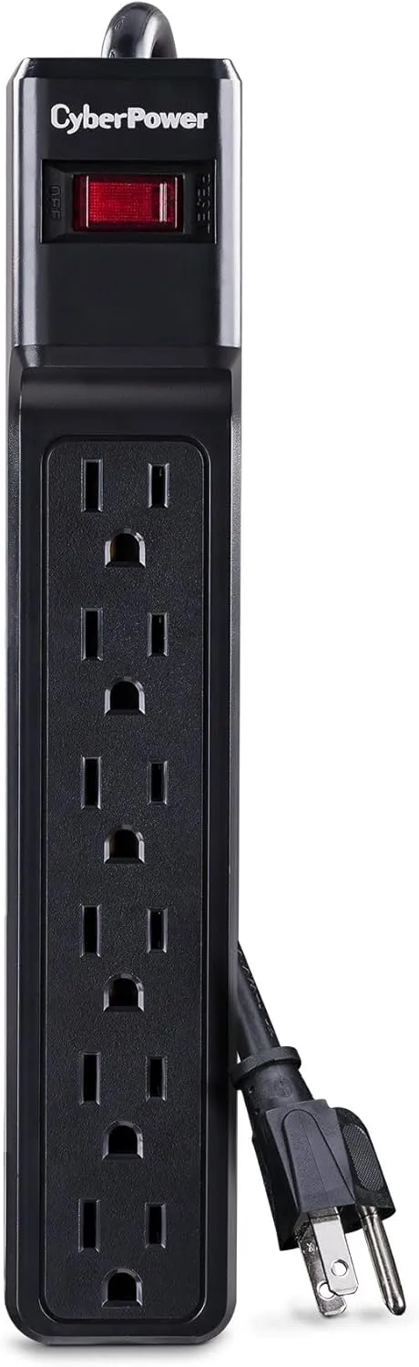 CyberPower CSB606 Essential Surge Protector, 900J, 6 Outlets, 6ft, Black