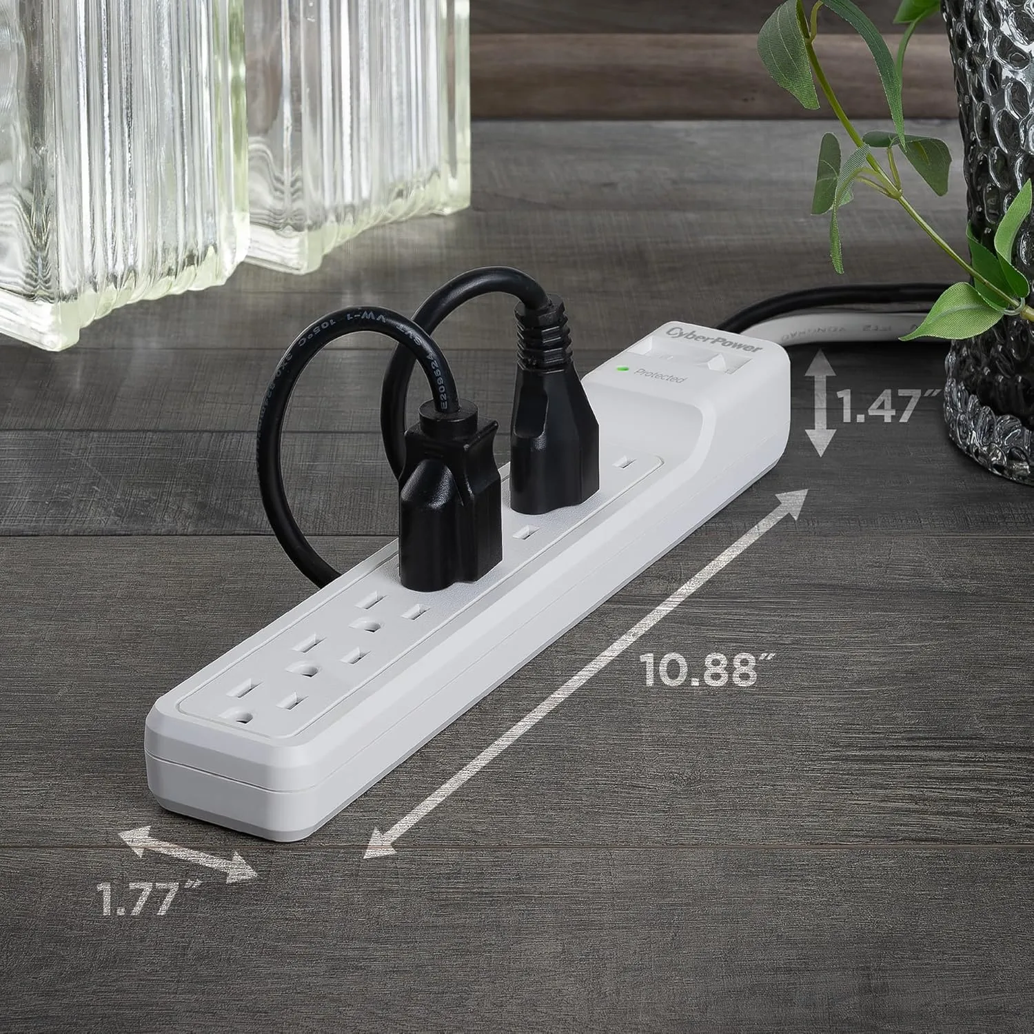 CyberPower CSB706W Essential Surge Protector, 1800J/125V, 15A, 7 Outlets, 6 Foot Power Cord, White
