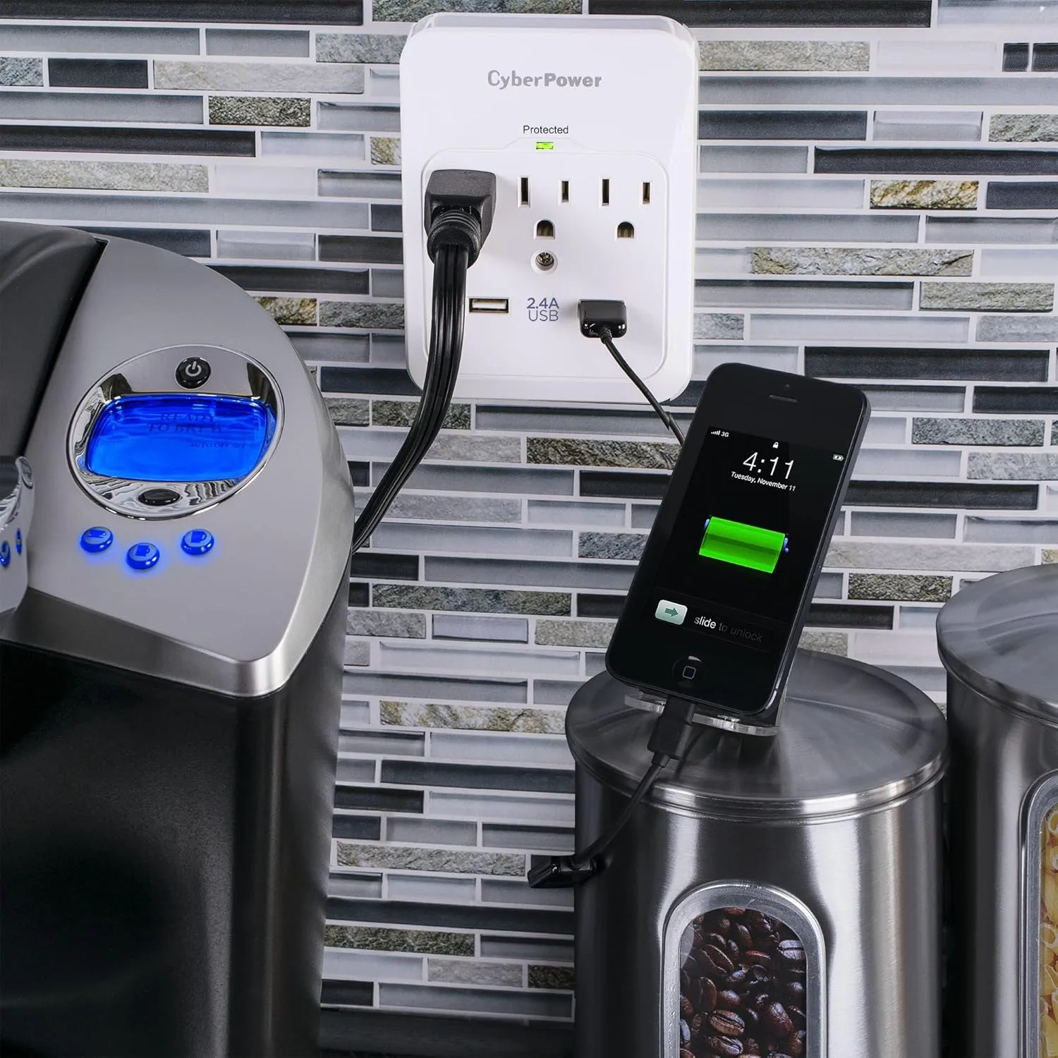 CyberPower Wall Tap with USB Charge Ports and AC Outlets