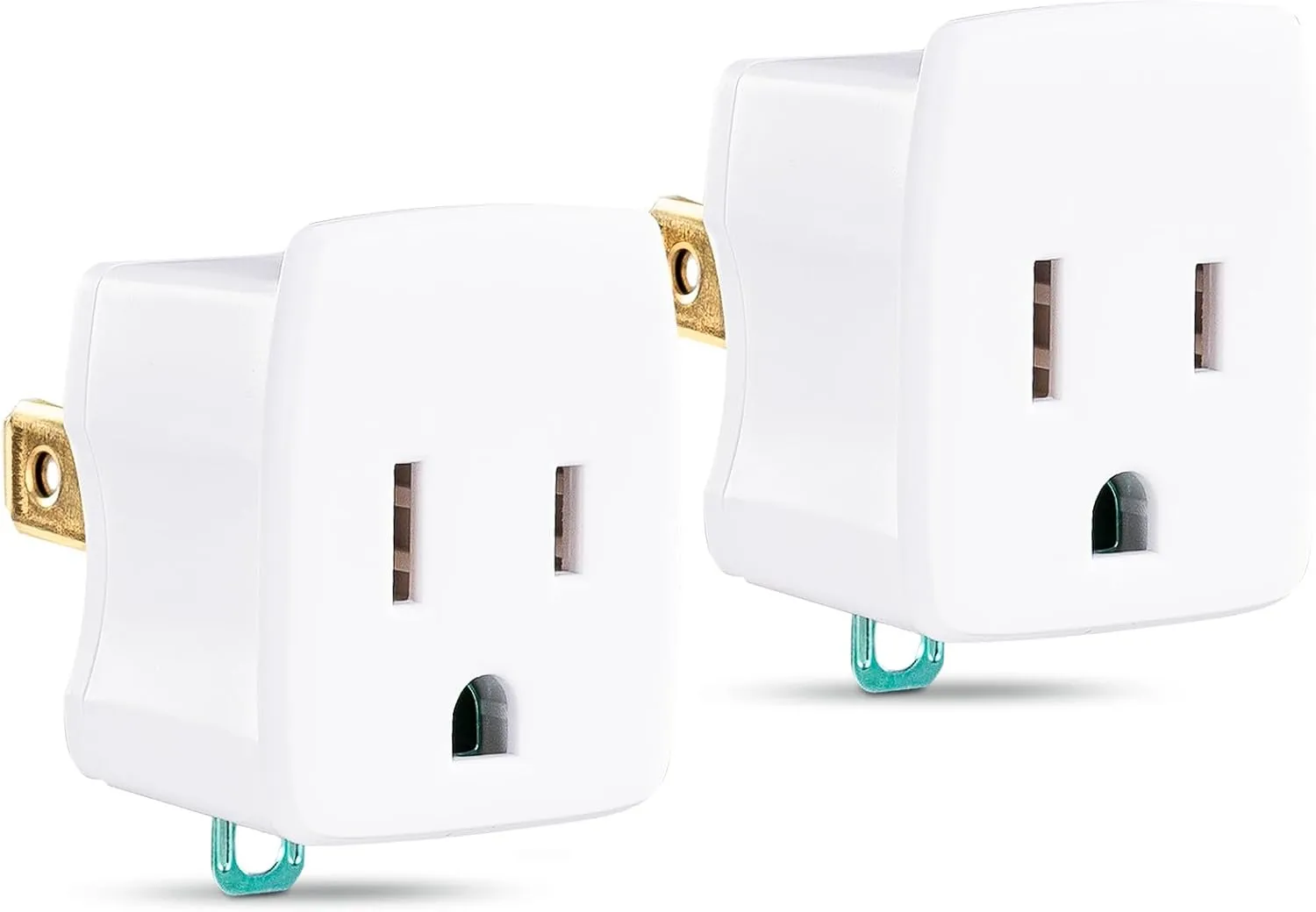 CyberPower GT1W2PK Grounding Adapter, 2-Pack, Converts 3-Prong to 2-Prong Outlets, NEMA 5-15R to NEMA 1-15P, Wall Tap Design, White