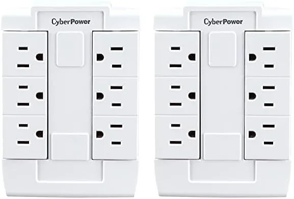 CyberPower GT600P 6-Outlet Swivel Grounded Wall Tap, White