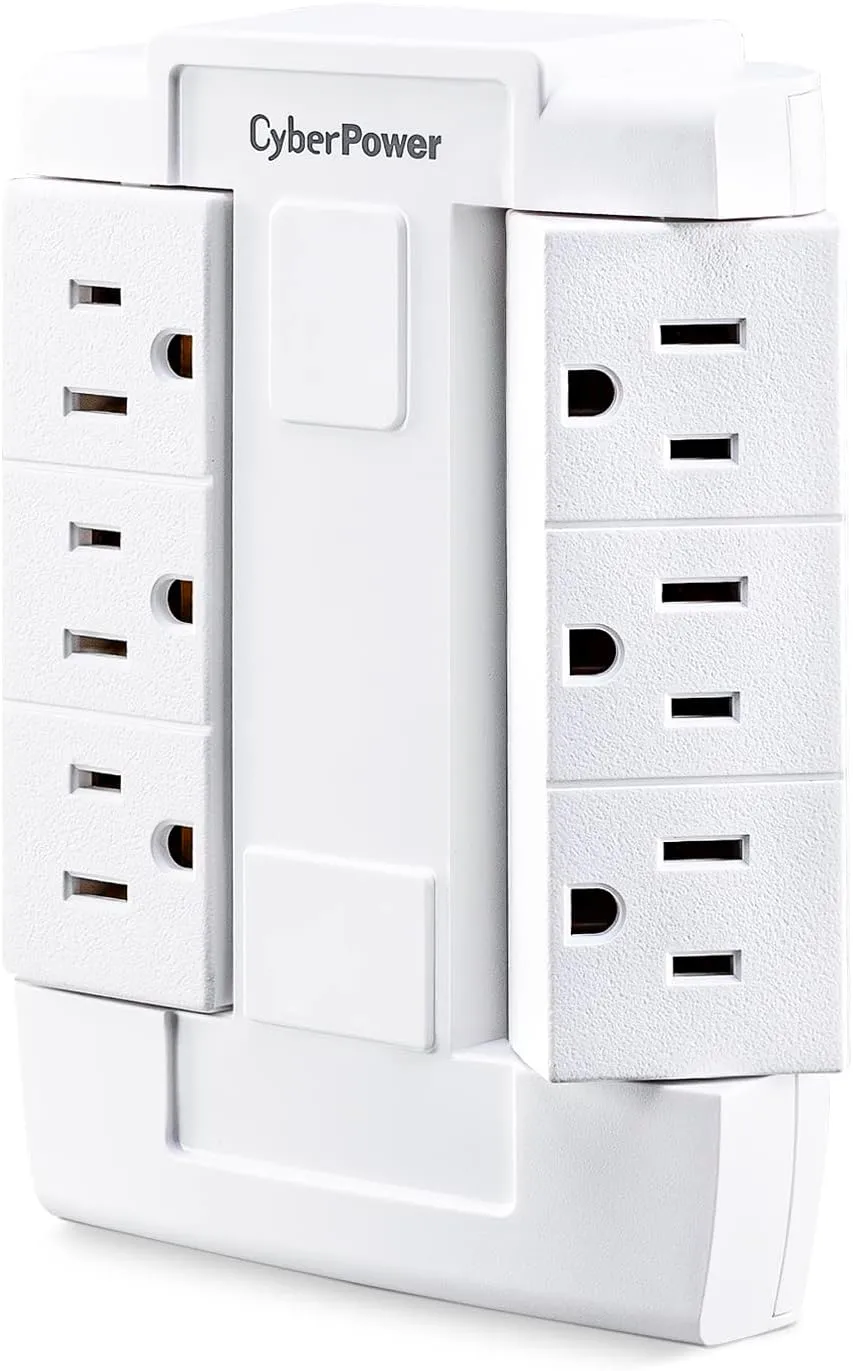 CyberPower GT600P 6-Outlet Swivel Grounded Wall Tap, White