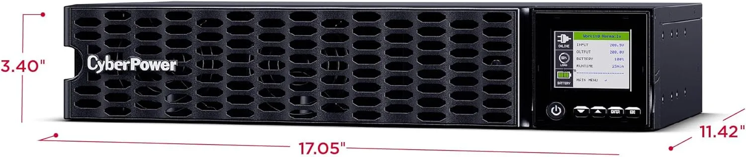 CyberPower OL1KRTHD High-Density Smart App Online Sinewave UPS System, Double Conversion, 1000VA/1000W, 8 Outlets, 2U Rack/Tower