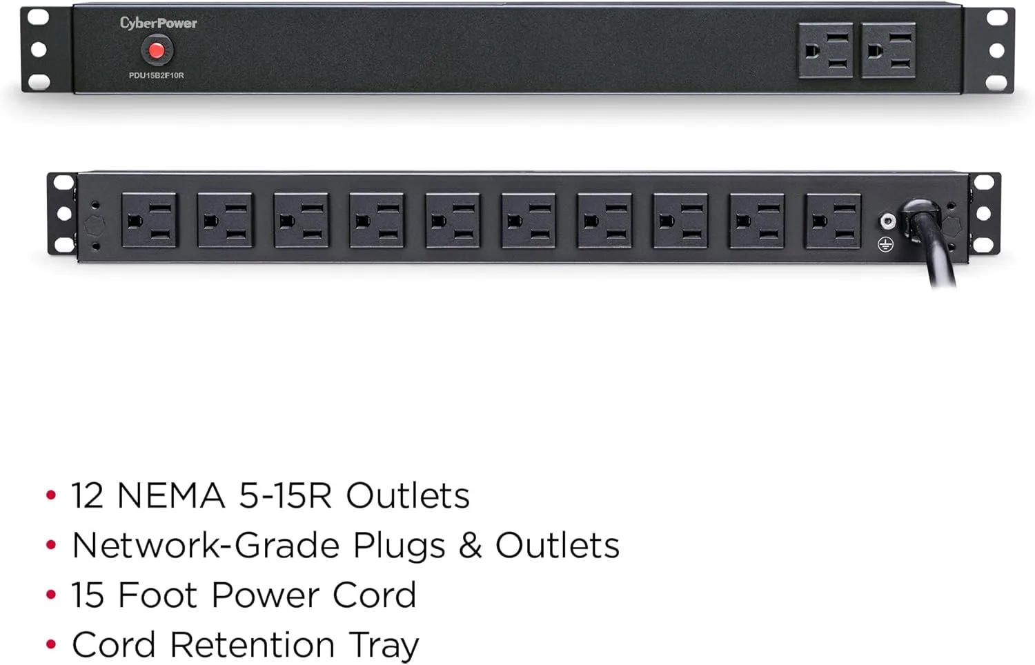 CyberPower PDU15B2F10R Basic 12-Outlet 1U Rackmount PDU
