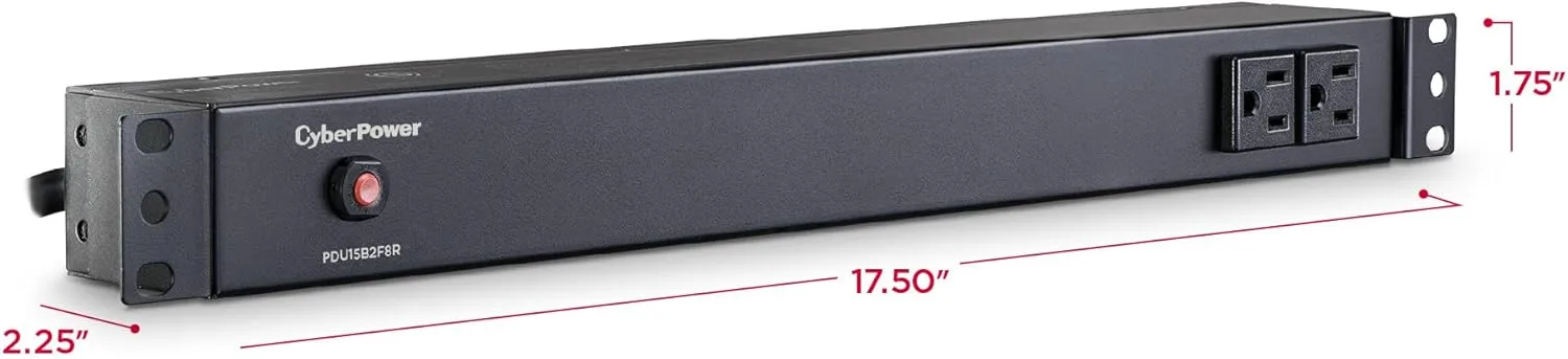 CyberPower PDU15B2F8R Basic PDU, 100-125V, 15A (Derated to 12A), 10 Outlets, 1U Rackmount