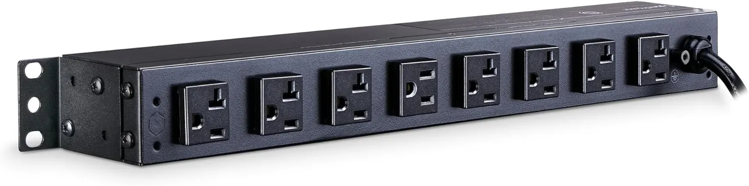 CyberPower PDU20M2F8R Metered PDU, 100-125V/20A (Derated to 16A), 10 Outlets, 1U Rackmount, 15 Foot Power Cord