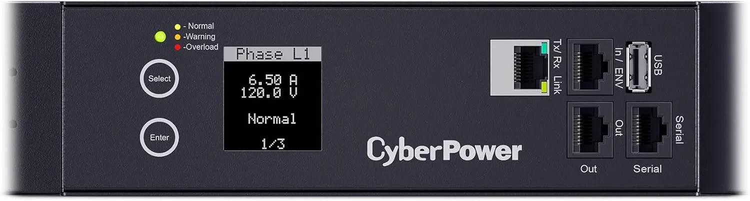 CYBERPOWER Switched PDU, 1U Rackmount, 8 Outlets, 100-120V