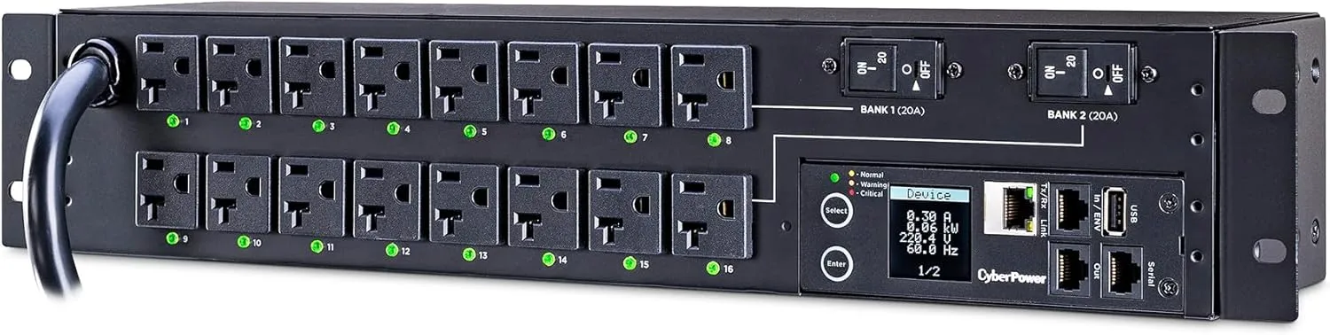CyberPower PDU41003 Switched PDU, 120V/30A, 16 Outlets, 2U Rackmount