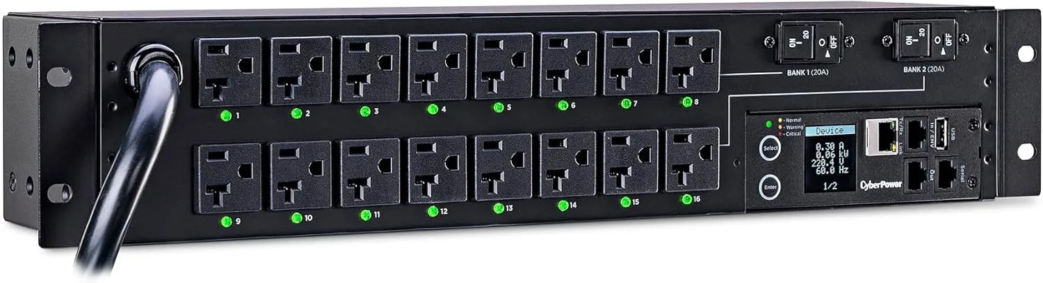 CyberPower PDU41003 Switched PDU, 120V/30A, 16 Outlets, 2U Rackmount