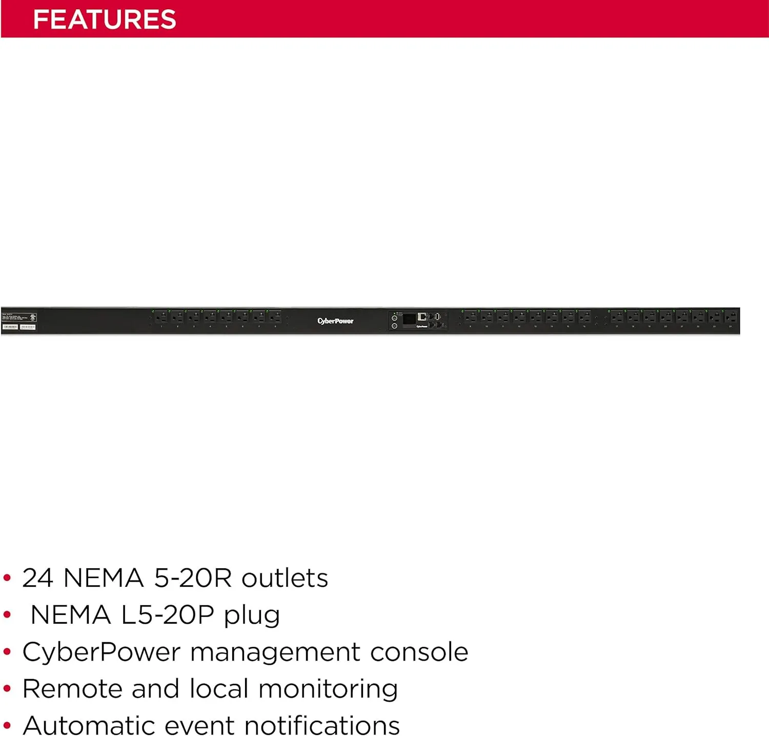 CyberPower PDU41101 Switched PDU, 100-120V, 20A (Derated to 16A), 24 Outlets, 0U Rackmount