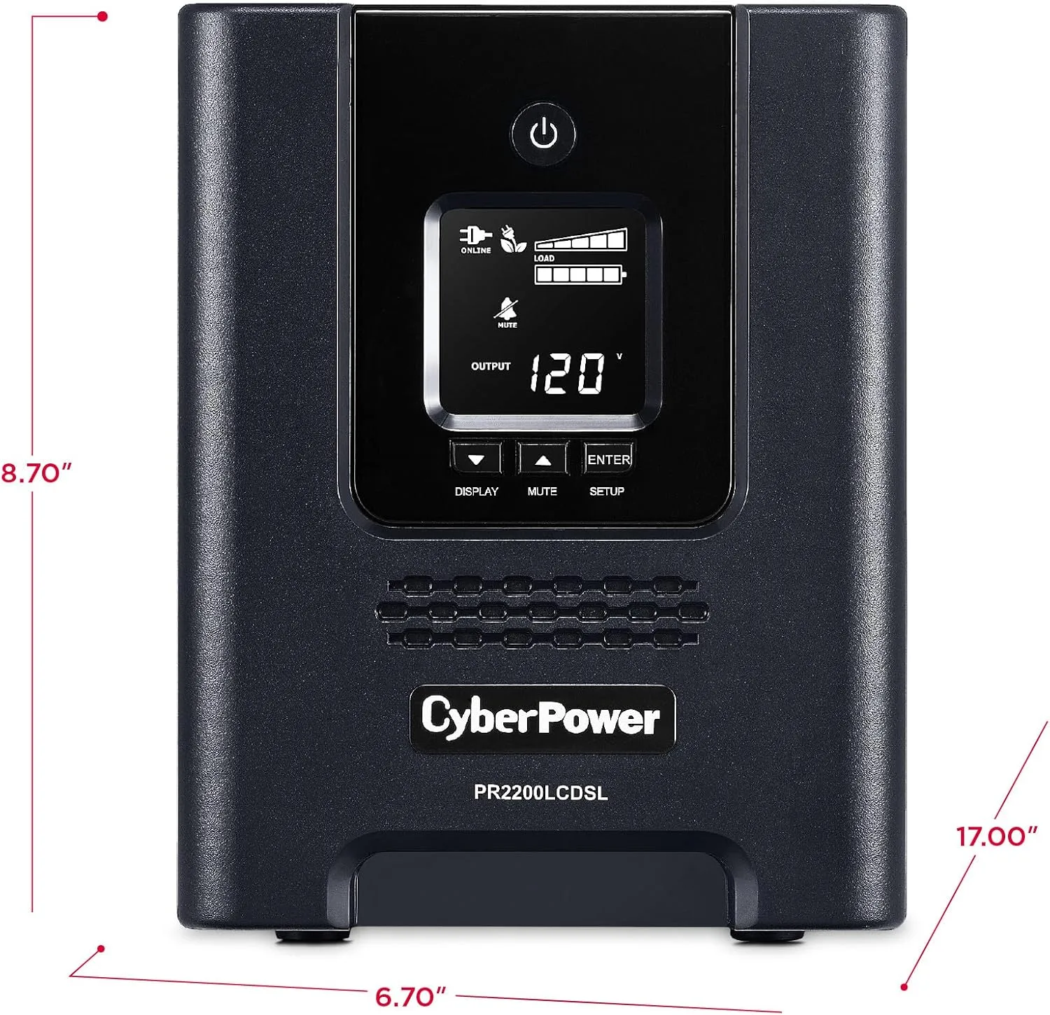 CyberPower PR2200LCDSL Smart App Sinewave UPS System, 2070VA/1980W, 7 Outlets, AVR