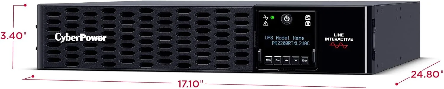 CyberPower PR2200RTXL2UACN Smart App Sinewave UPS Battery Backup and Surge Protector, 2200VA/2200W, 8 Outlets, 2U Rack/Tower, Pre-Installed RMCARD205, EBM Option, Built-in Cloud Monitoring