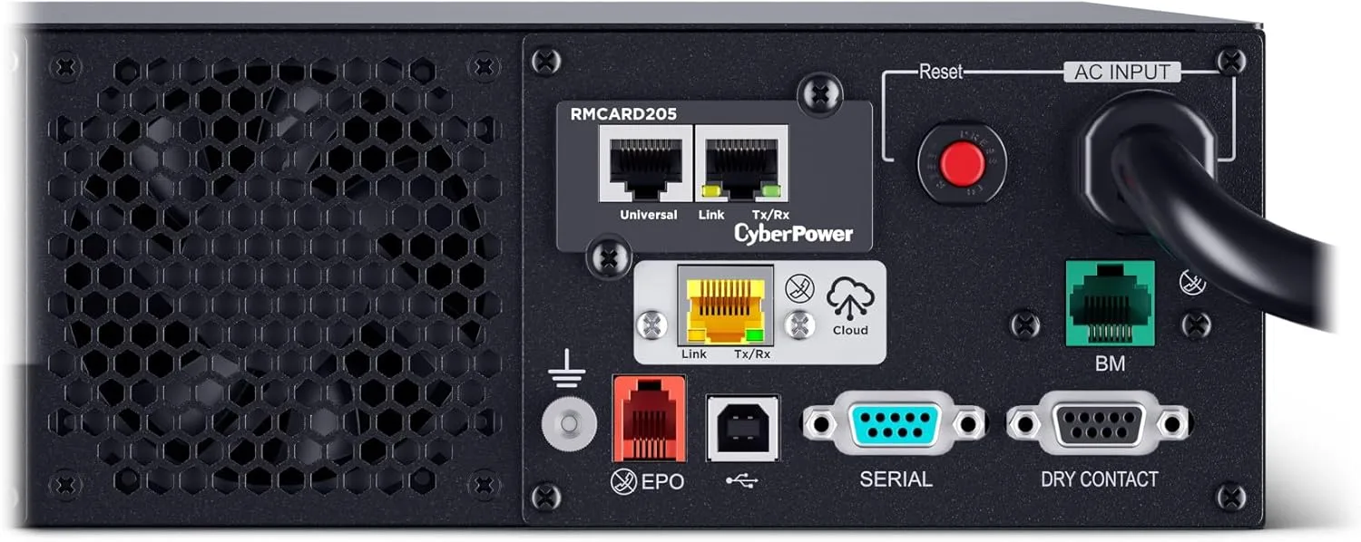 CyberPower PR2200RTXL2UACN Smart App Sinewave UPS Battery Backup and Surge Protector, 2200VA/2200W, 8 Outlets, 2U Rack/Tower, Pre-Installed RMCARD205, EBM Option, Built-in Cloud Monitoring