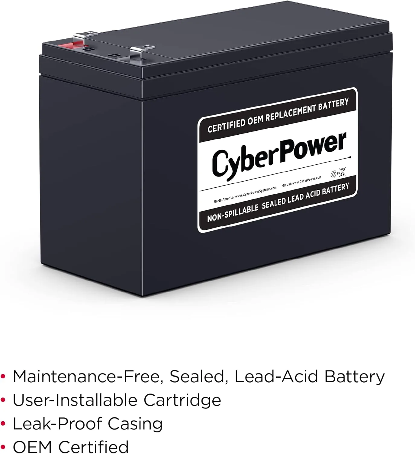 CyberPower RB1290 UPS Replacement Battery Cartridge, Maintenance-Free, User Installable, 12V/9Ah Battery Cartridge/9Ah