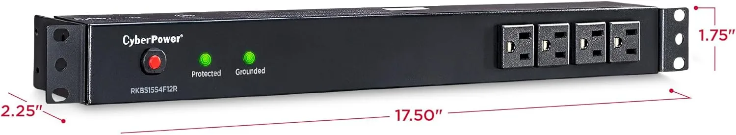 CYBERPOWER Rackbar Surge Protector, 120V/15A, 3600 Joules, 1U Rackmount