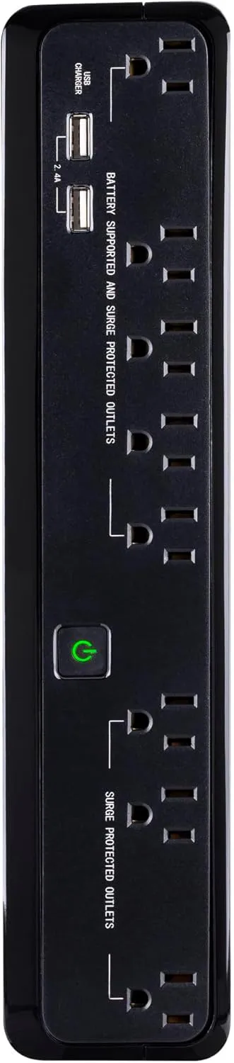 CyberPower SL700U Standby UPS System, 700VA/370W, 8 Outlets, Slim Profile, Black