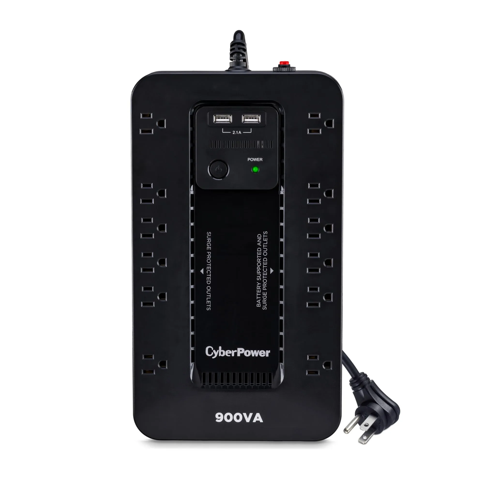 CyberPower ST900U Standby UPS System, 900VA/500W, 12 Outlets, 2 USB, Black