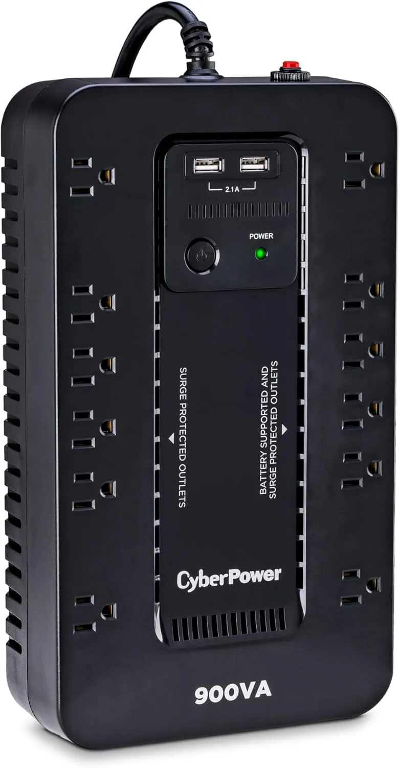 CyberPower ST900U Standby UPS System, 900VA/500W, 12 Outlets, 2 USB, Black