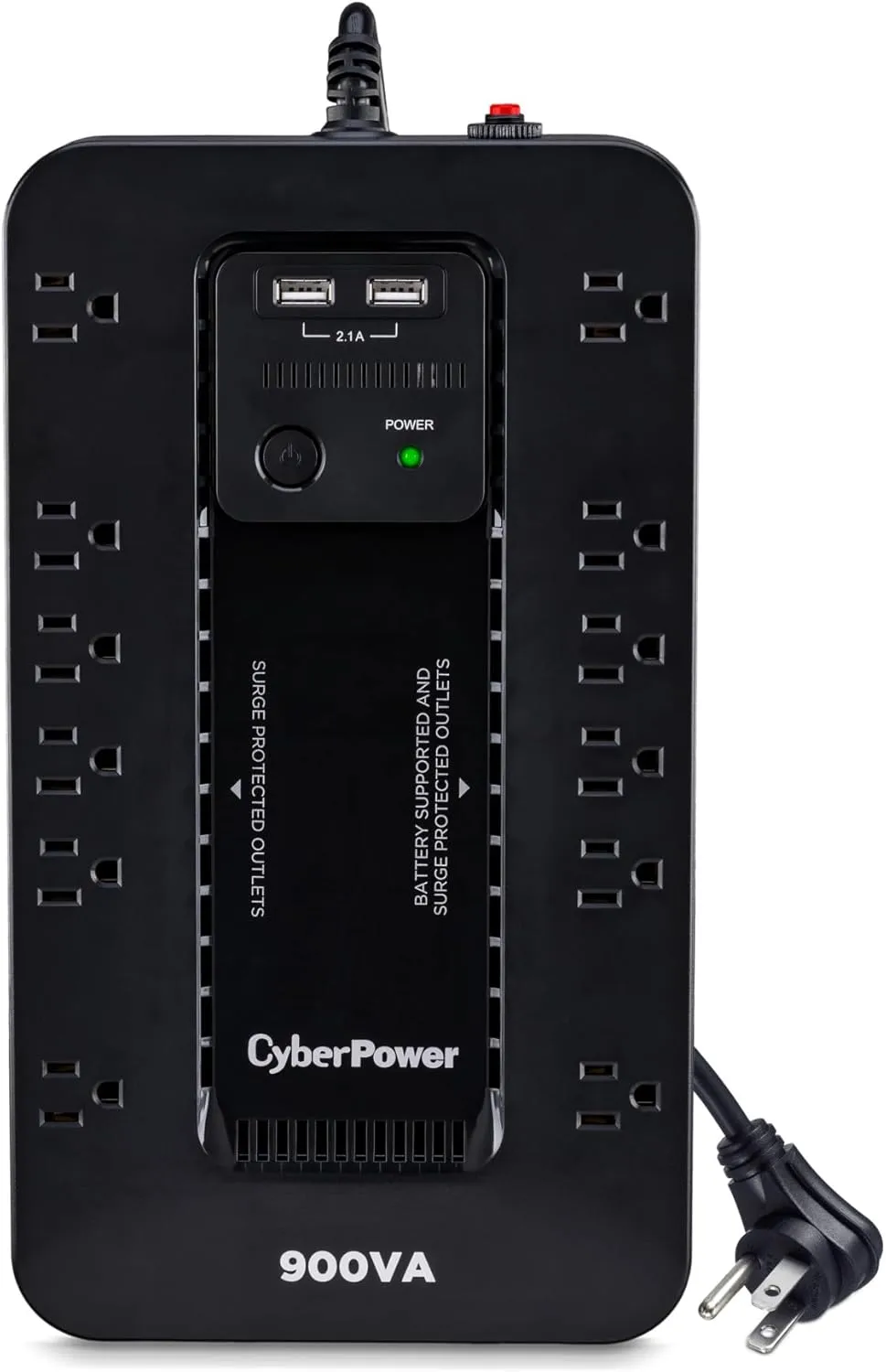 CyberPower ST900U Standby UPS System, 900VA/500W, 12 Outlets, 2 USB, Black