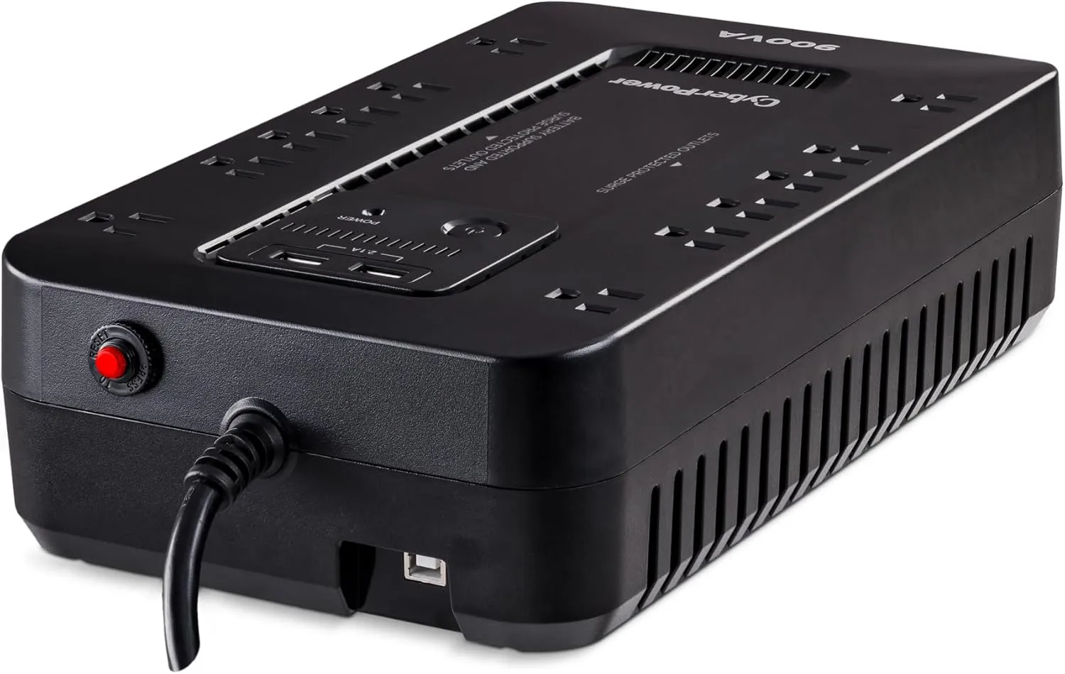 CyberPower ST900U Standby UPS System, 900VA/500W, 12 Outlets, 2 USB, Black