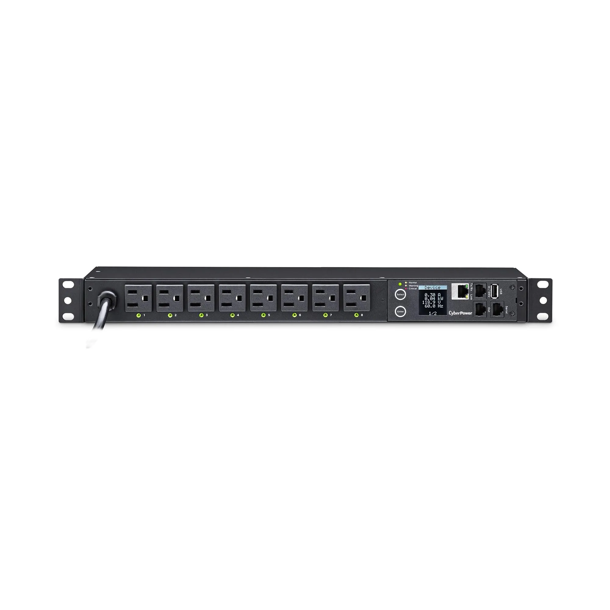 CYBERPOWER Switched PDU, 1U Rackmount, 8 Outlets, 100-120V